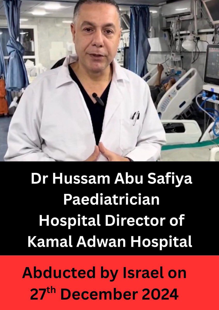 IrishhcwforPal's tweet photo. Free Dr Hussam Abu Safiya 

#FreeDrHussamAbuSafiya 
#FreeThemAll https://t.co/Z1MlPAnWsw