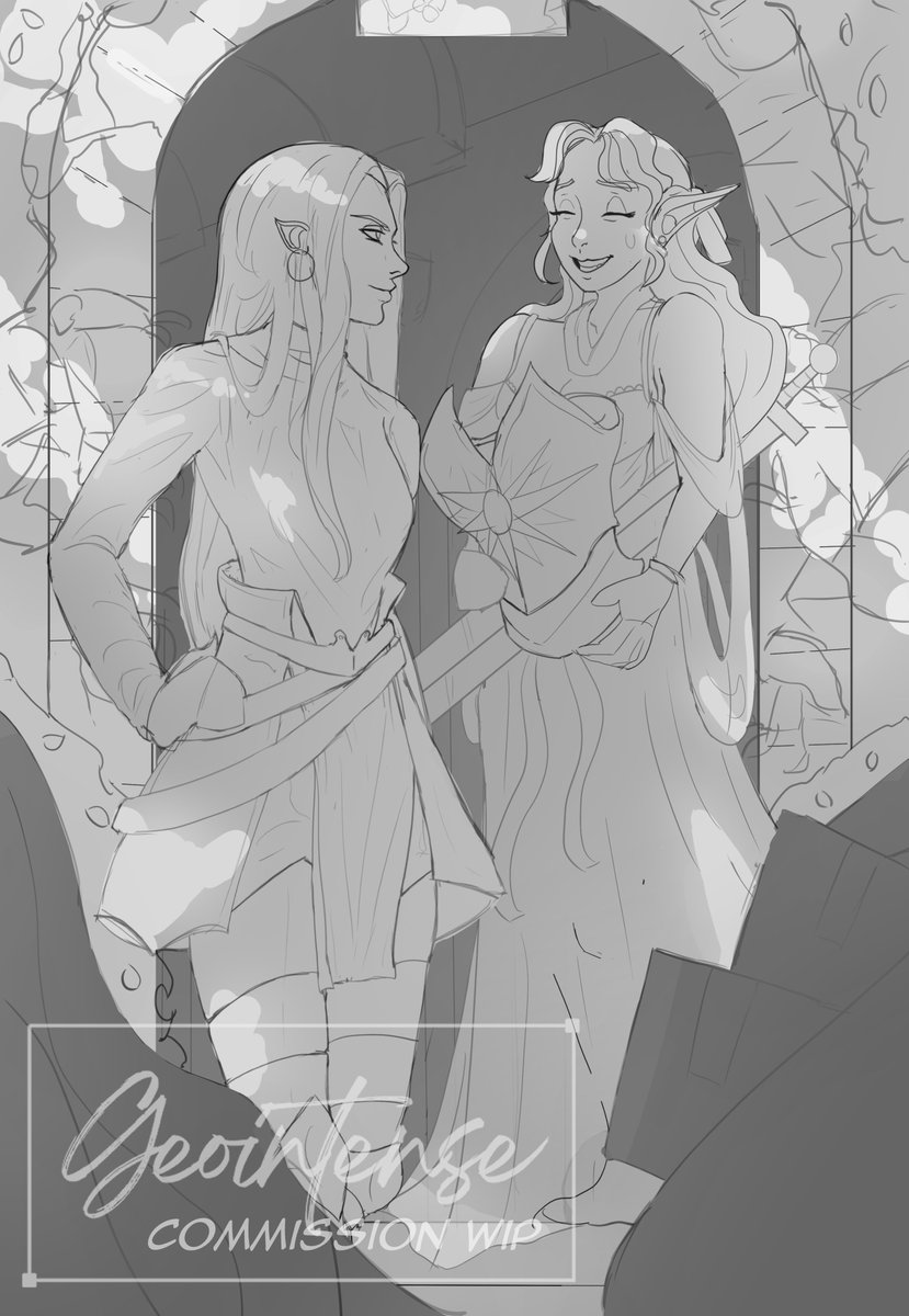 Geointensed's tweet photo. D&amp;D SFW commission in progress! Out of the 3 concepts I usually make, this is the one that was picked. Let’s see how it evolves! (Commissions are stacking up in my backlog)

#DnD #dndart https://t.co/J9WDSceO73