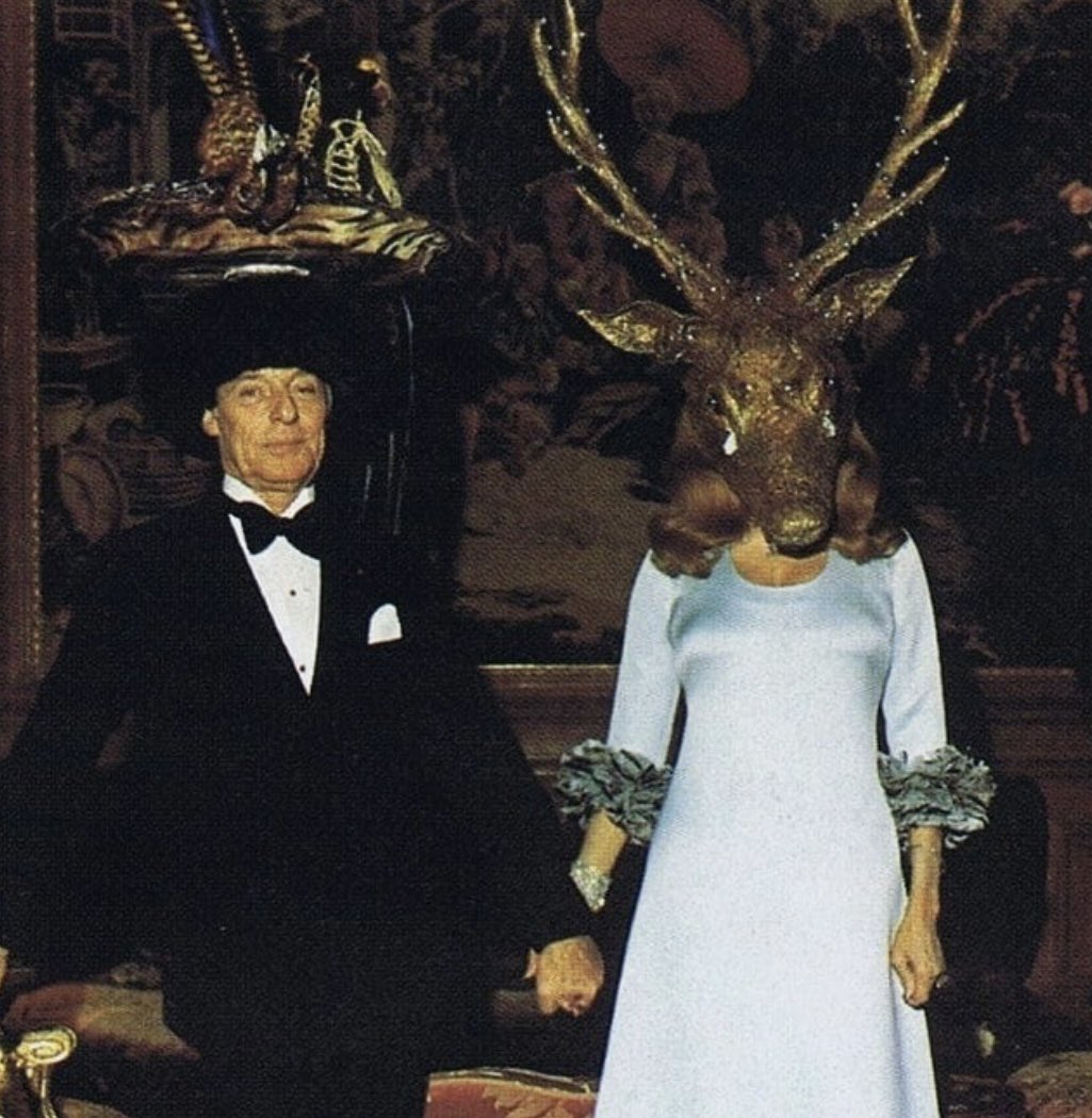thematrixb0t's tweet image. Guy de Rothschild and Marie-Helene de Rothschild at the Rothschild Surrealist Ball, 1972.