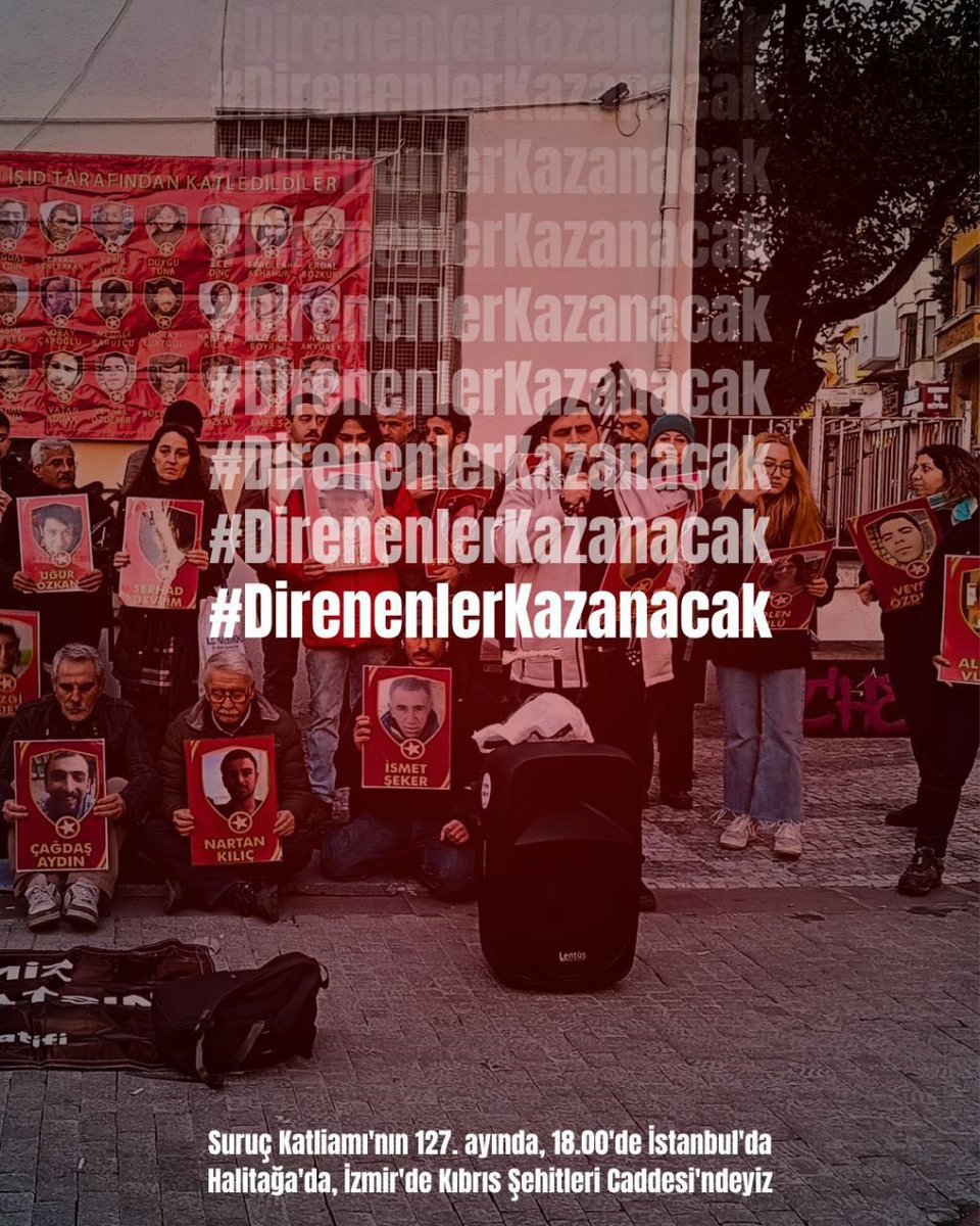 Suruç’ta ölümsüzleşen 33’lerin yoldaşları düzmece operasyonlarla tutuklu. Yoldaşlarımıza yapılan saldırılara karşı en net cevabı birleşik mücadelemizle vereceğiz. Yarın 18:00’de Halitağa’da ve Kıbrıs Şehitleri Caddesi’nde olacağız.

#DirenenlerKazanacak