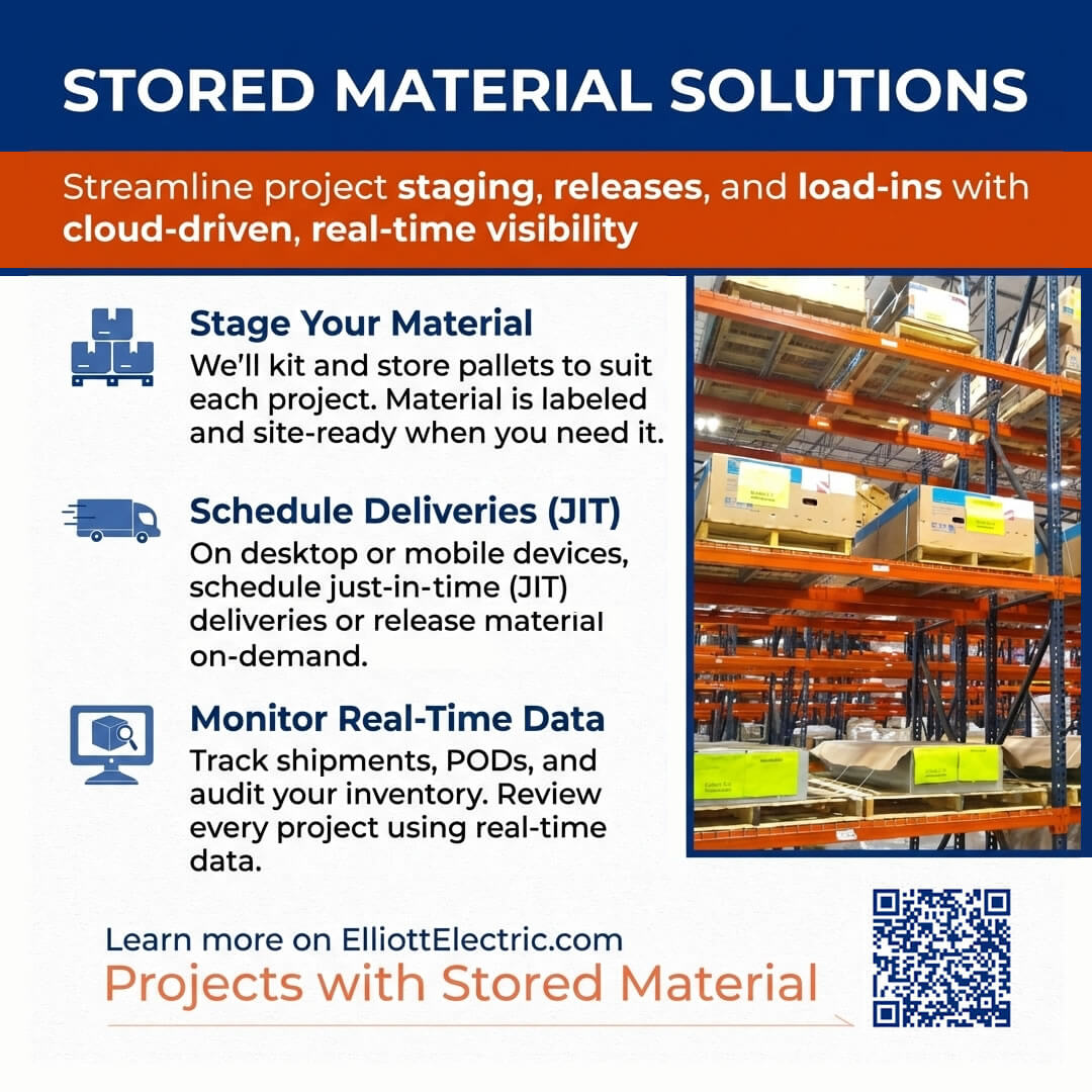 Need a place to store your materials for your upcoming projects? We've got you covered! 💪

We offer:
✅ A place where you can stage your material
✅ Ability to schedule just-in-time deliveries
✅ Ability to track your shipments, PODs, AND audit your inventory

Learn more about