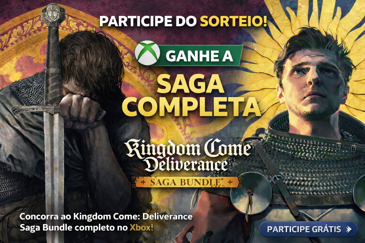 🎮 A <a href="/deepsilver/">Deep Silver</a> nos enviou um Bundle Saga de #KingdomComeDeliverance 1 e 2 + DLC's para sorteio (Xbox)!

✅ Como participar:
1️⃣ Siga <a href="/deepsilver/">Deep Silver</a> e <a href="/CanalDoEd_/">Canal do Ed</a>
2️⃣ RT + LIKE
3️⃣ Comente marcando um amigo

⏰ Sorteio: Domingo, 22/02

🇧🇷 Apenas usuários BR

#sorteio #giveaway #xbox