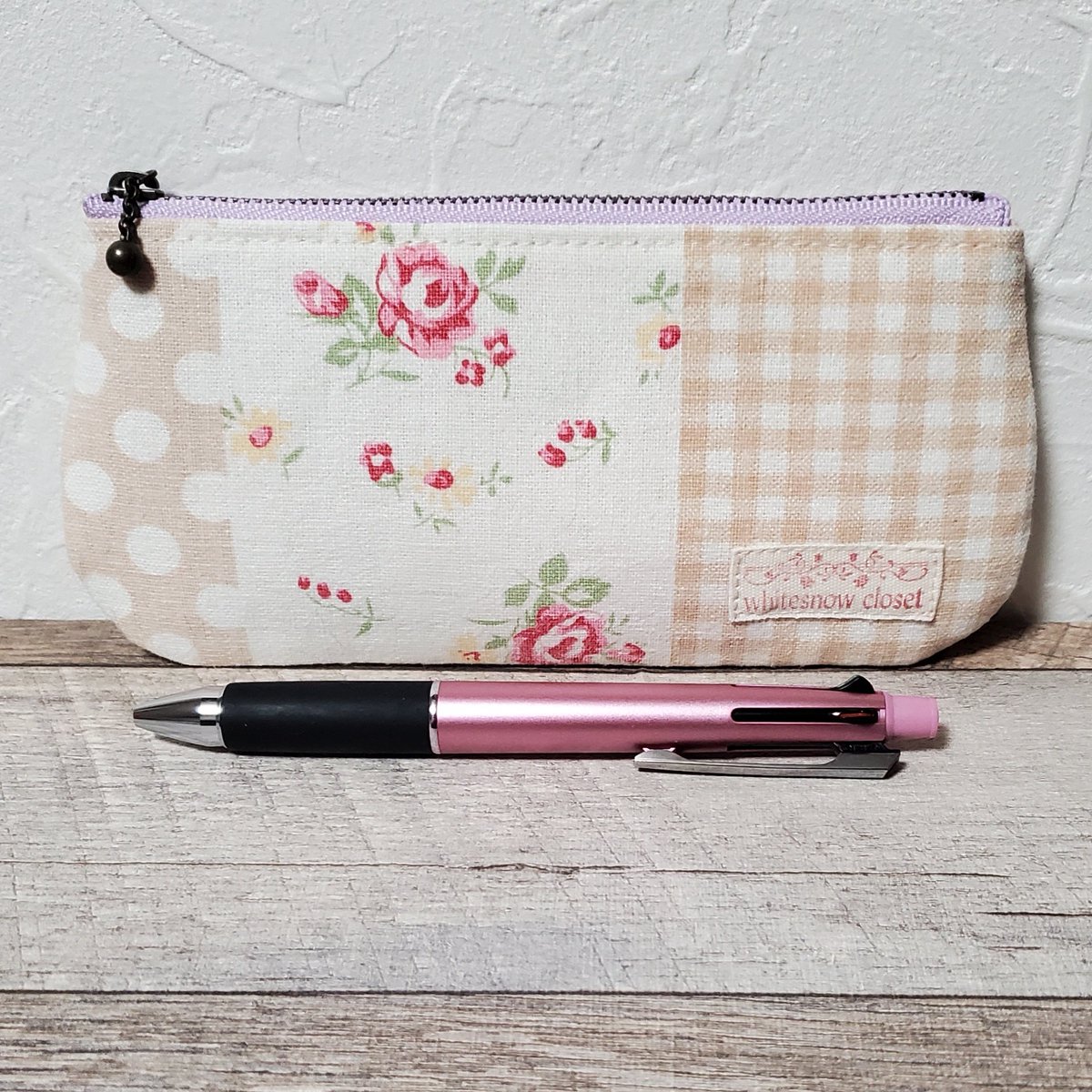 フラットポーチできました。幅約19高さ8.5 ファスナーつけがんばるの