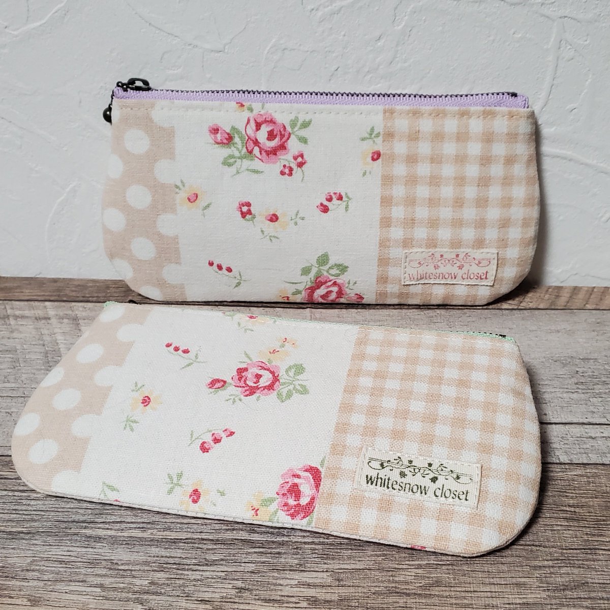 フラットポーチできました。幅約19高さ8.5 ファスナーつけがんばるの