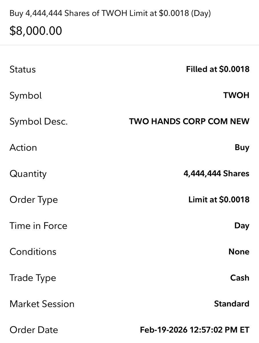 $TWOH

My level of conviction with the two TWOH PRs in the last 10 days + the pending CoB news coming any day now!

Added to my share count today! LFG