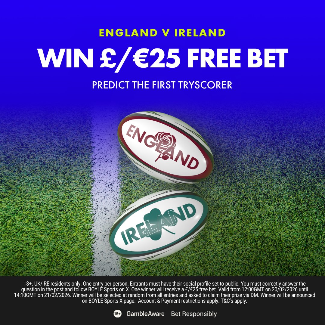 BoyleSports's tweet photo. Back Yourself and you could win a £/€25 Free Bet!

To enter:
⦿ Follow @BOYLESports
⦿ Retweet this post
⦿ Predict the first tryscorer in England v Ireland

Tap below for full terms &amp; conditions