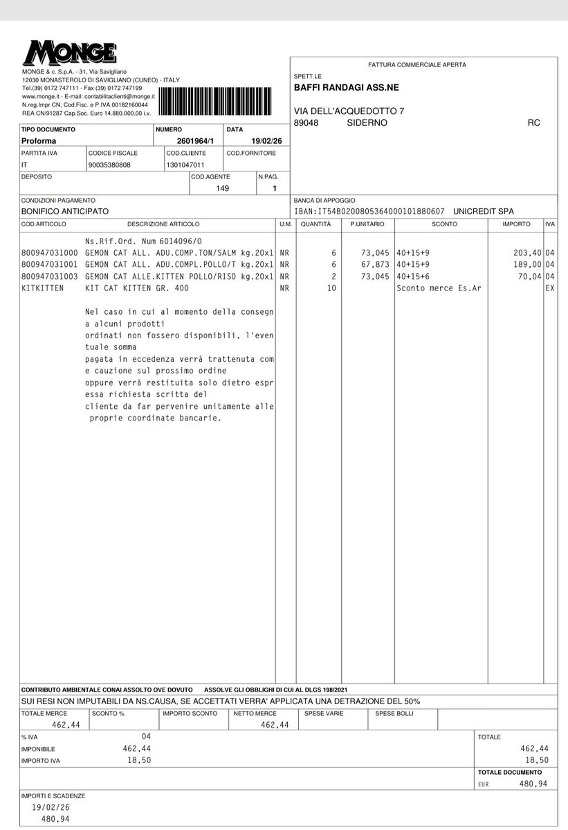 Ragazzi siamo nei casini, dobbiamo assolutamente pagare questa fattura e quella staffetta di €. 150,00 apriamo raccolta, siamo veramente in un buco nero.
Per chi volesse aiutarci:
IT89Z0538781591000043031902
Baffi Randagi 
PAYPAL: donazioni@baffirandagi.com