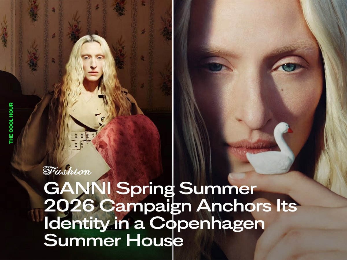 TheCoolHour's tweet image. GANNI Spring Summer 2026 unfolds inside Ditte Reffstrup’s childhood summer house in Denmark. Harley Weir captures the mood, Vanessa Reid styles the layers, and the result feels intimate and grounded in place.

🔗 thecoolhour.com/ganni-spring-s…

#GANNI #SpringSummer2026