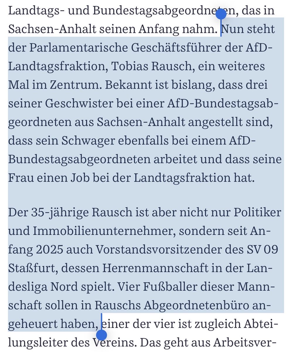 Es wird immer besser! Der Landtagsabgeordnete „Rausch“ versorgt drei Geschwister, seinen Schwager und 4 Fussballkumpel mit Steuermitteln bei der <a href="/AfD/">AfD</a>. sueddeutsche.de/politik/afd-sa…