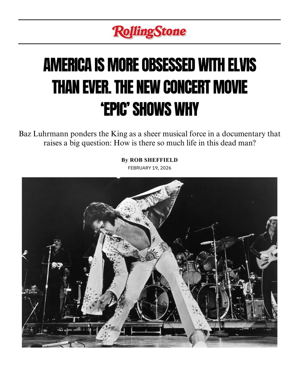 ElvisPresley's tweet photo. Built from decades-old performances and newly restored vault footage, EPiC: ELVIS PRESLEY IN CONCERT is igniting conversation globally.⚡ 

Explore the latest coverage here:
Rolling Stone: https://t.co/Eq7vYGIxJn
The Hollywood Reporter: https://t.co/G9etvtnv5H
Parade: https://t.co/UCDHAVvoZn
