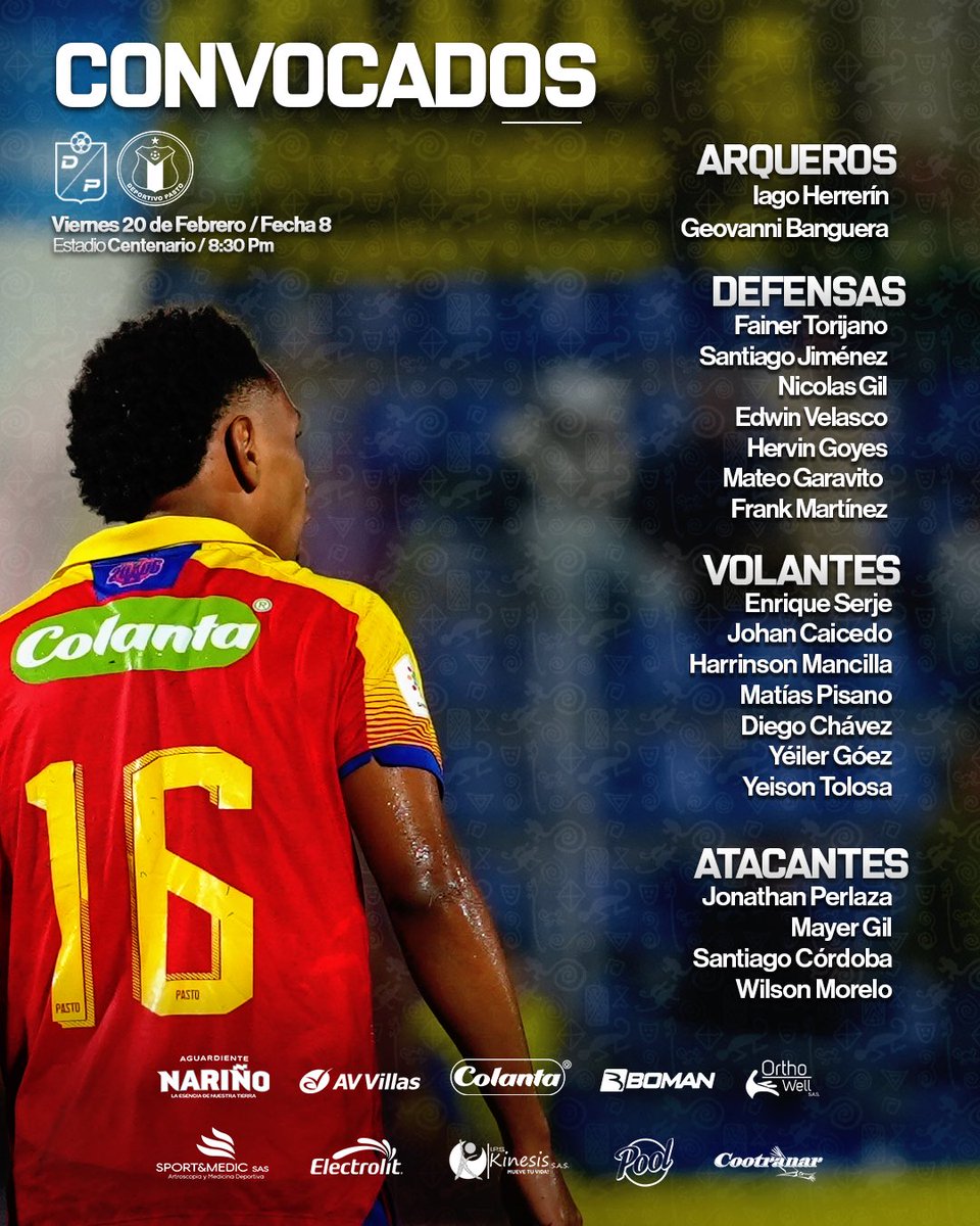 📋Ellos son los elegidos ❤️💙💛

El Deportivo Pasto ya tiene definidos sus convocados para enfrentar a Deportivo Pereira en una nueva jornada del fútbol colombiano.

⚔️Vamos a defender nuestros colores🔥

#VamosPasto #Convocados #FútbolColombiano