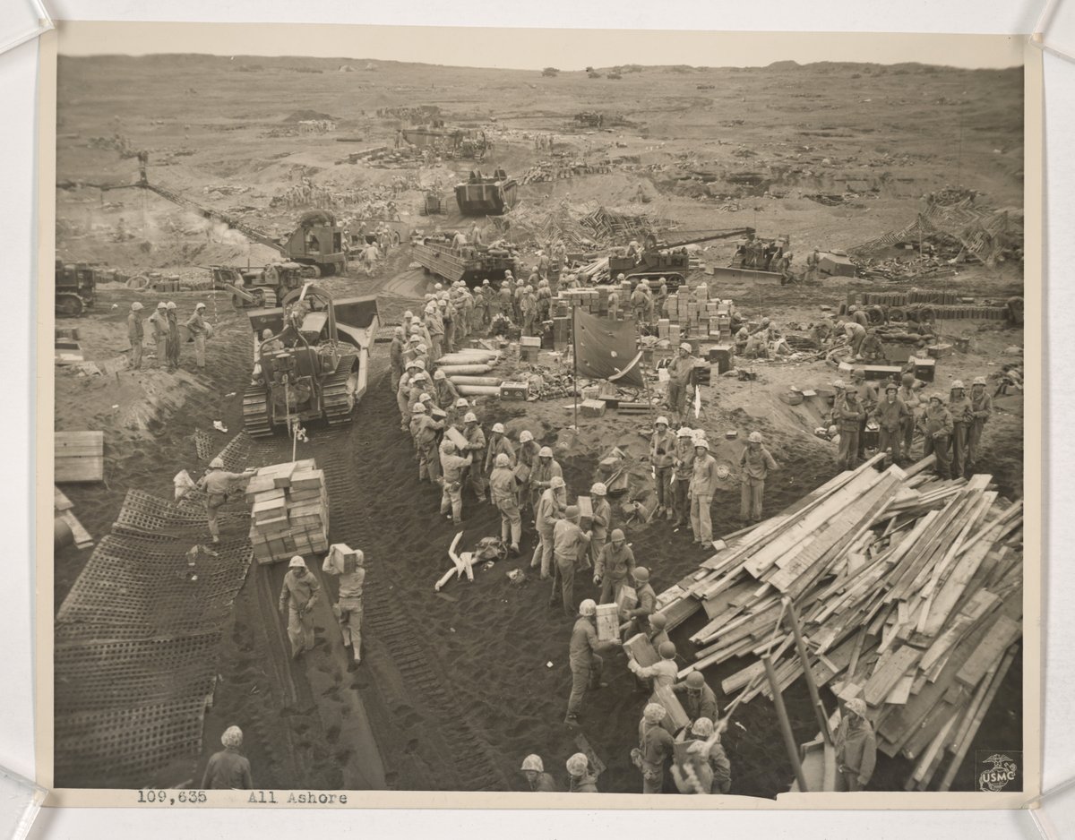 USMC's tweet photo. #OTD in 1945, the fight for Iwo Jima commenced, marking the start of one of the bloodiest battles in the history of the Marine Corps. 

For 36 days, more than 80,000 @USNavy Sailors and Marines from the @3d_Marine_Div, @marforres, and 5th Marine Divisions confronted a deeply entrenched and determined enemy on the island’s volcanic rock. 

Japanese forces raked the beaches with devastating fire, but the Marines pushed forward. They seized the high ground of Mount Suribachi within days and, after a month of relentless combat, secured the island. 

Today, the image of the flag-raising on Mount Suribachi endures as a powerful symbol of American unity, sacrifice, and the unbreakable will of a Marine.