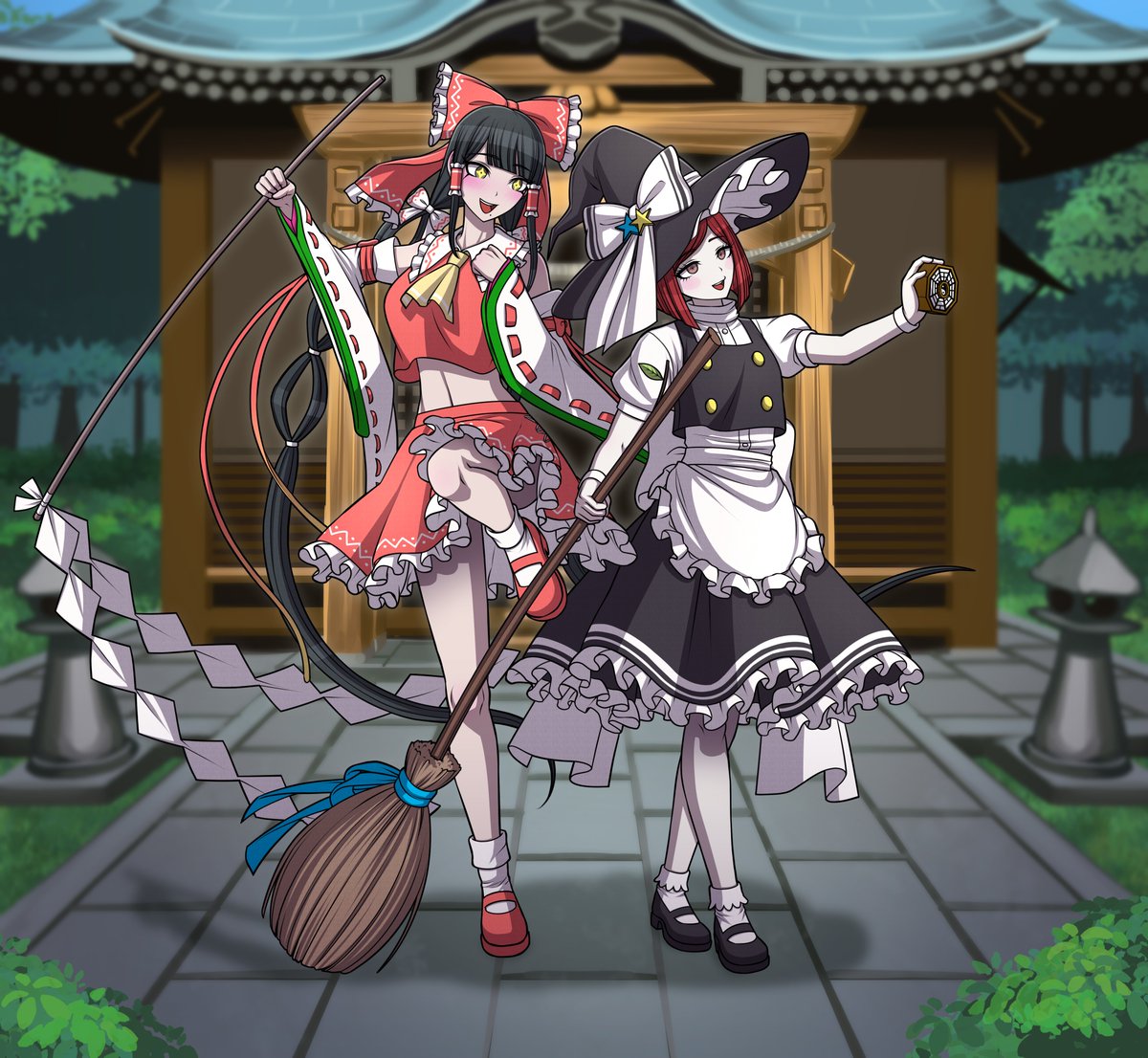 Tenko and Himiko as Reimu and Marisa