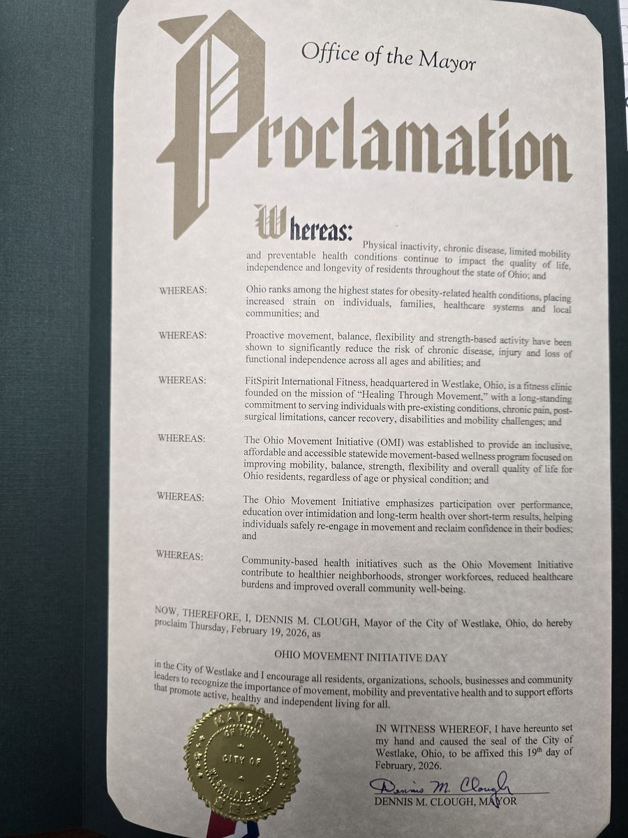connormeek96's tweet photo. In Westlake, Ohio, from hereon is Ohio Movement Initiative Day every February 19th! Get moving! https://t.co/UuXBHFpvz7