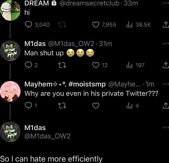 15CharacterCap's tweet photo. @Jonah_GD @M1das_OW2 @Vision31128666 always a d1 dream hater lmfao https://t.co/jAfxQCOKVu