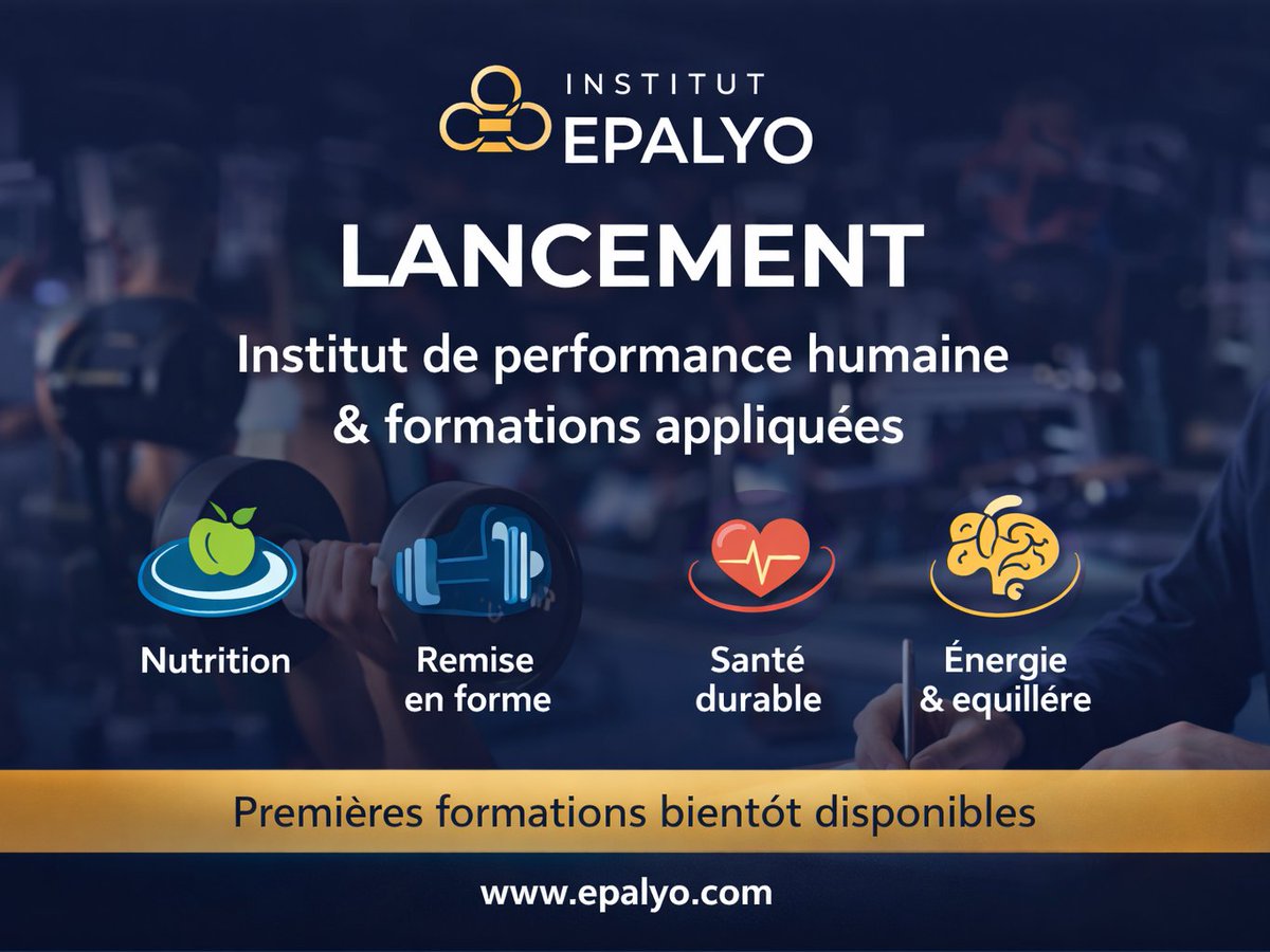 ca_iacob's tweet photo. 🚀 Création de l’Institut EPALYO — Performance humaine &amp; formations appliquées

Le groupe EPALYO annonce la création de son pôle formation : l’Institut EPALYO, dédié au développement des compétences en performance humaine
https://t.co/pgVRaEQpS4 https://t.co/iN6CN9SPup