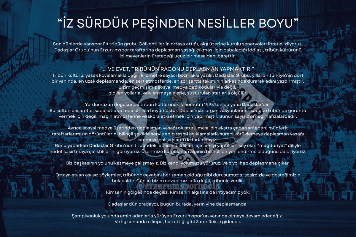 hooligans1968's tweet photo. Şampiyonluk yolunda emin adımlarla yürüyen Erzurumspor’un yanında olmaya devam edeceğiz. 
Ve lig sonunda o kupa, hak ettiği gibi Zafer Reis’e gidecek.

#erzurumsporhools
#erzurumspor
#Zaferİçin https://t.co/xUd3TwVJc7