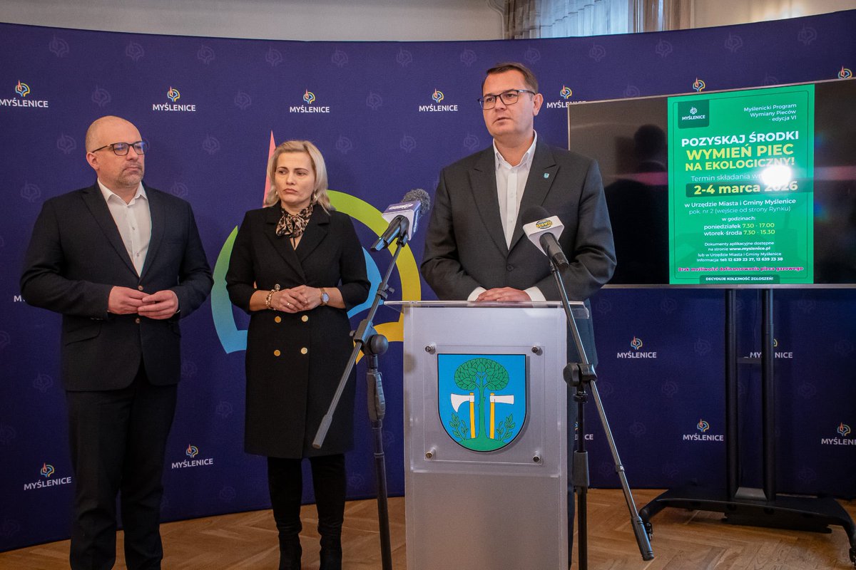 ♻️ Ruszamy z VI. edycją Myślenickiego Programu Wymiany Pieców! ♻️

Drodzy Mieszkańcy, to realna szansa na niższe rachunki, czystsze powietrze i nawet 12 000 zł wsparcia na wymianę starego, nieekologicznego pieca!

📅 Nabór wniosków: 2–4 marca 2026 r.
📍 Urząd Miasta i Gminy