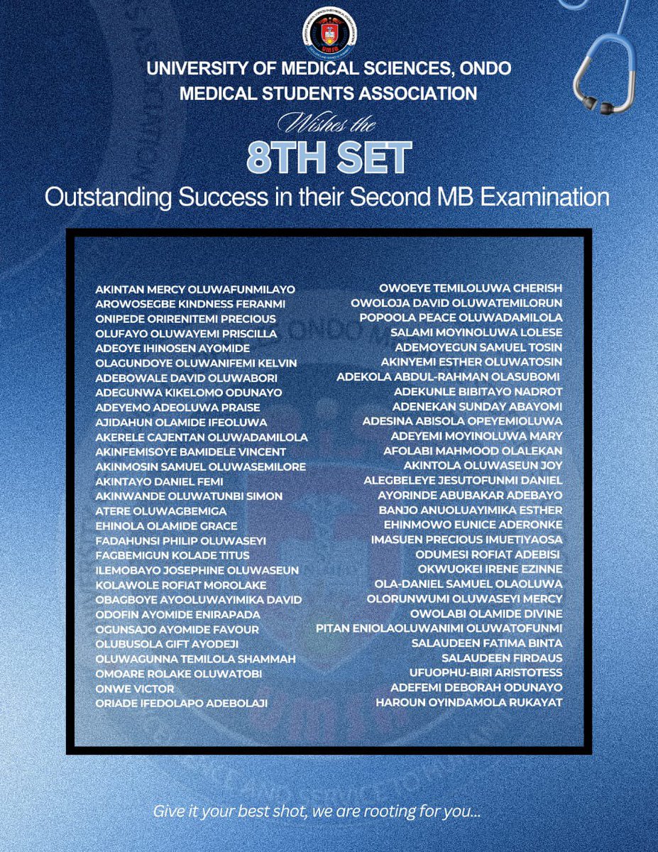 Congratulations to the new 500L students on the success of their second MBBS exams.🎉🎉🎉