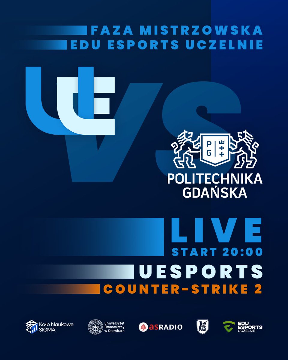 uesports_kat's tweet photo. Równolegle dzisiaj grają również Panowie od walenia headów💥

UESPORTS vs @PolitechnikaGda🔥

W fazie mistrzowskiej @eduesportsuczelnie🏆

LIVE JUŻ JEST ale możemy się spóźnić na CSska bo trwa LoL

Widzimy się na strumyku! 🫶 https://t.co/6kUMYL2HVu