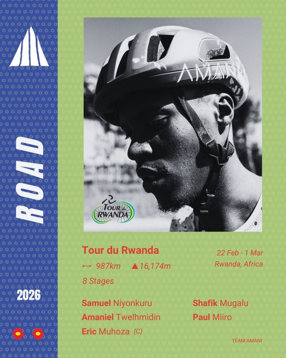 KareraKayihura's tweet photo. #TdRwanda2026 Abakinnyi Team Amani izifashisha muri Tour du Rwanda bayobowe na Muhoza Eric  Niyonkuru Samuel ,Shafik Mugalu,Paul Miiro n’Umunya-Eritrea Amaniel Twelhmidin.
#TdRwanda2026 
#TeamAmani 
@cyclingrwanda @tour_du_Rwanda @Rwanda_Sports https://t.co/CNkCipl3ta