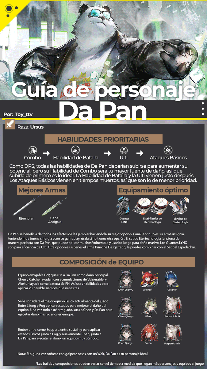 toy_gamer_tv's tweet photo. ¿A quién no le caen bien los pandas? Por eso traigo la guía de Bolsillo de #DaPan de #ArknightsEndfield para que la disfruten y pasen un buen jueves con el Panda. https://t.co/BLsmh4NsuR