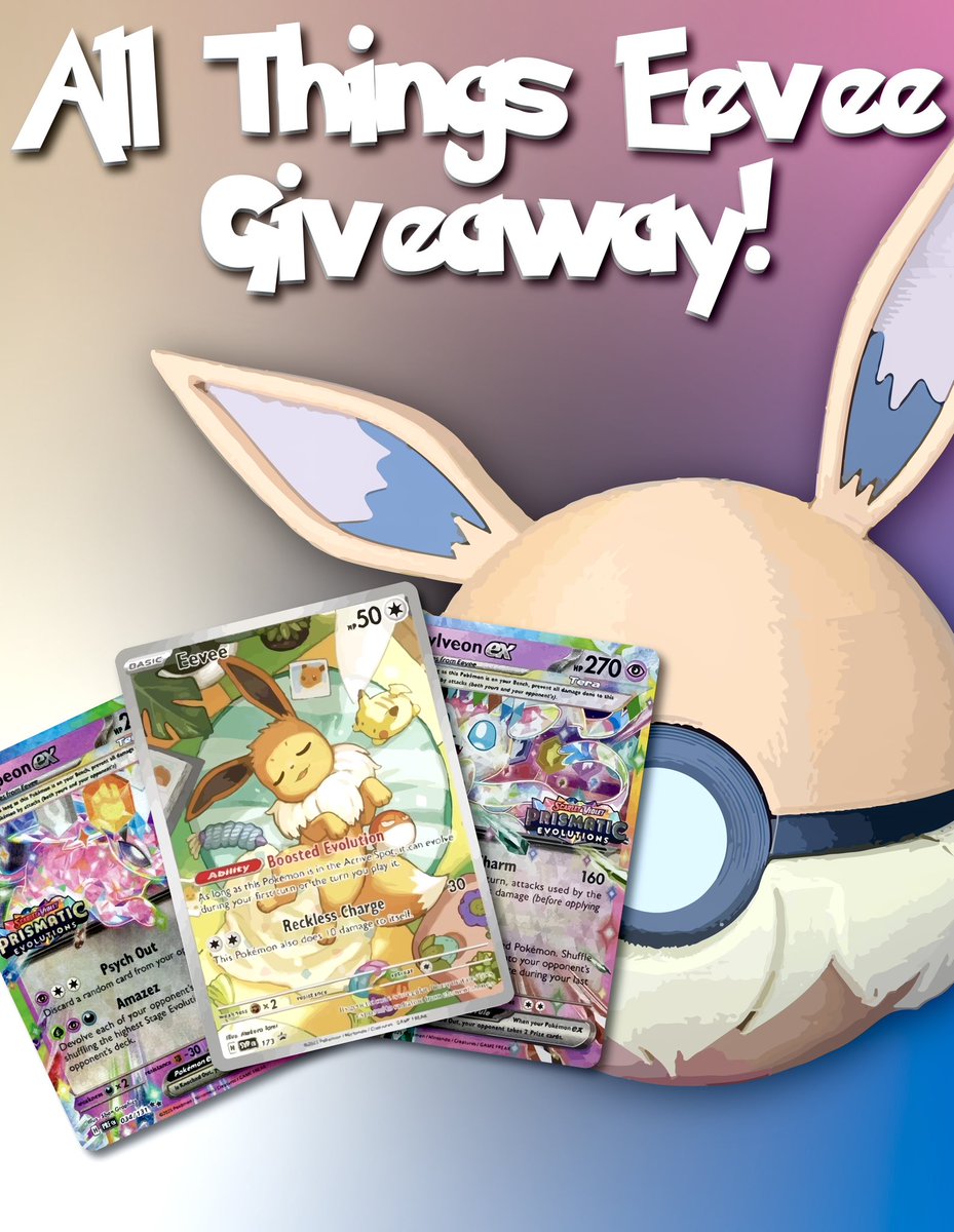 Time for a Collaborative Giveaway!

Working with Tag King <a href="/PokeTeeJay/">PokéTeeJay</a> to bring the community All Things Eevee!

Prizes

Promos SEALED
-Eevee Etb 
-Espeon Stamped
-Sylveon Stamped

Eevee 3d Printed Pokeball

Enter by
-Like
-Share
-Follow <a href="/BloodVariety/">Ex Blood | Collin 🥀</a> x <a href="/PokeTeeJay/">PokéTeeJay</a> 

Picking 02/23