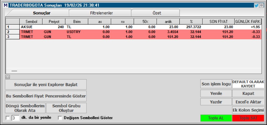 Şöyle bi delilik yapsam söver misiniz? 

Endeks kötü ama iyiyken de kötüyken de tarama sonuçlarımı hep düzenli paylaştım. 

O yüzden alışkanlığımı değiştirmeyeceğim. 

Grafik bakarsınız

#aksue #trmet