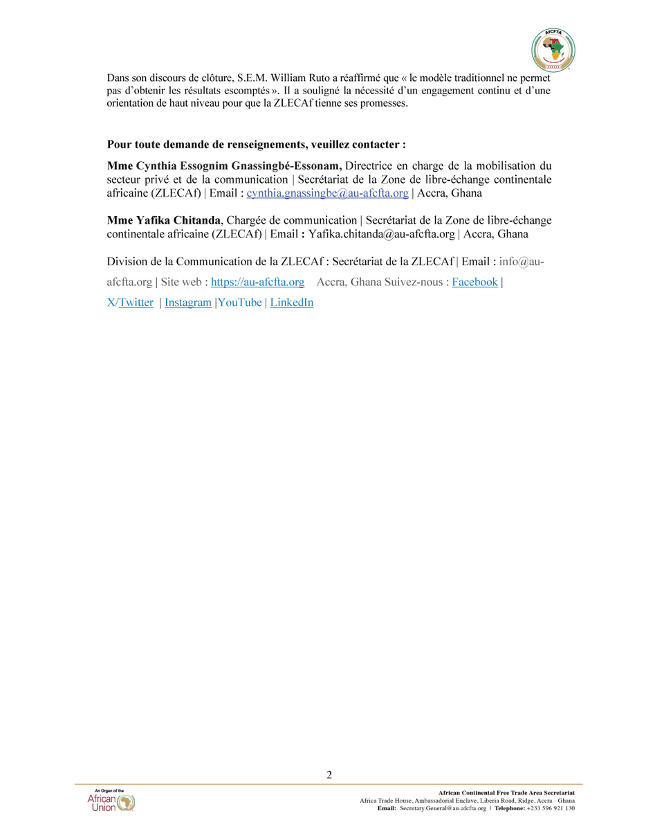 Press Release: The African Union’s Heads of State Committee on AfCFTA implementation has been inaugurated.
Read more on how this strengthens political leadership to accelerate the Agreement from negotiations to full implementation across Africa.
#AfCFTA