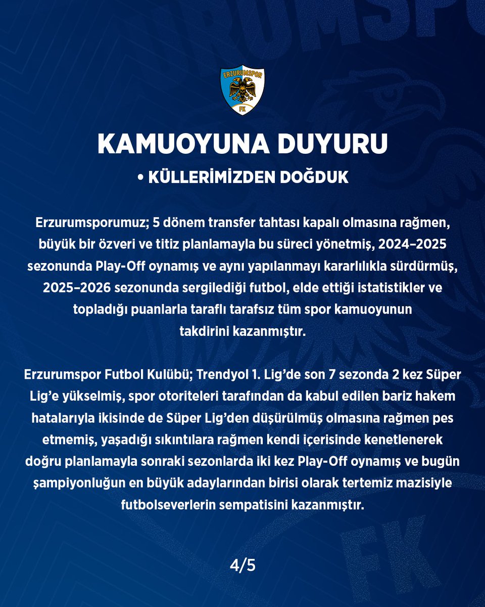 Erzurumspor's tweet photo. KULÜBÜMÜZDEN AÇIKLAMA | https://t.co/hVe81e6mI6