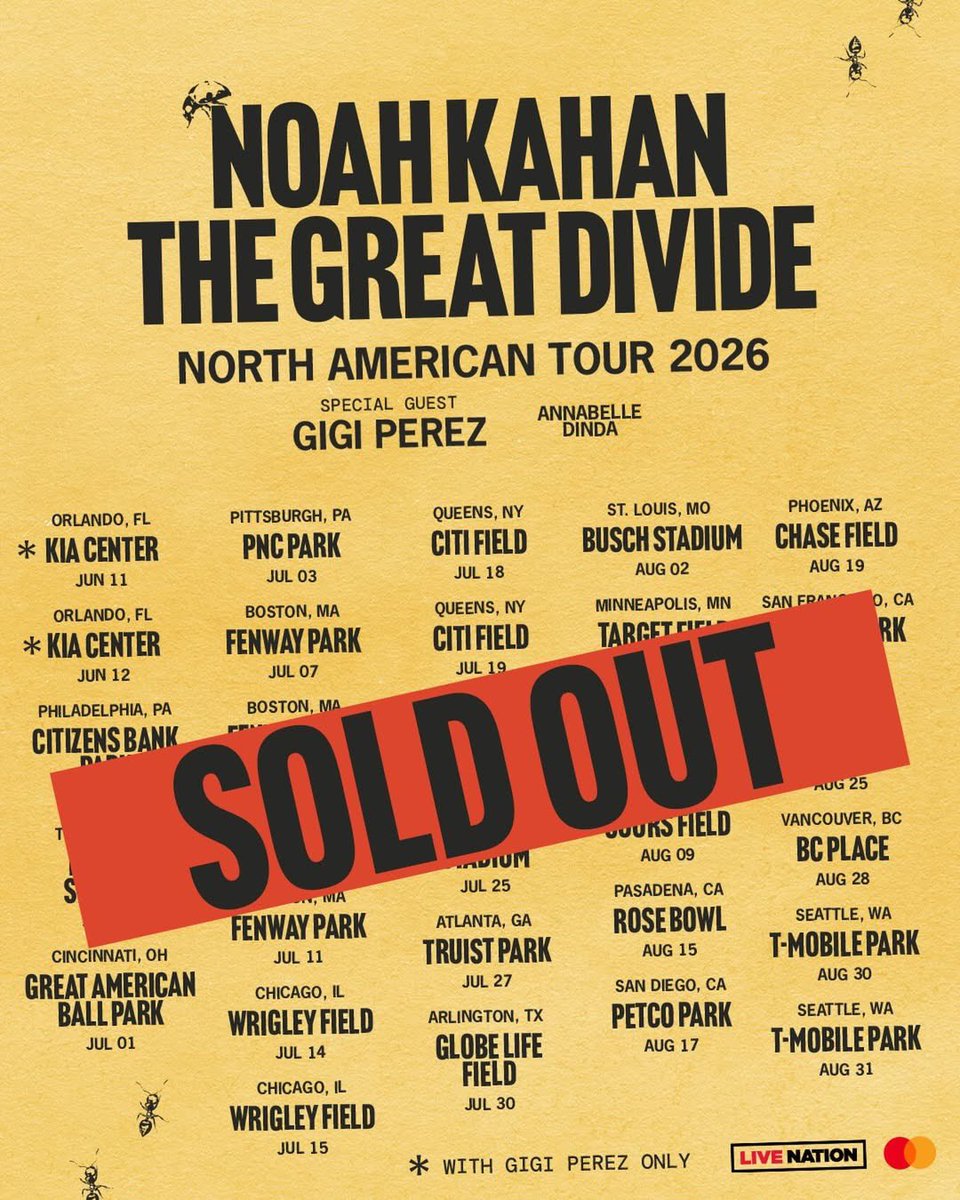 Noah Kahan’s ‘The Great Divide’ tour is officially sold out, selling over one million tickets.