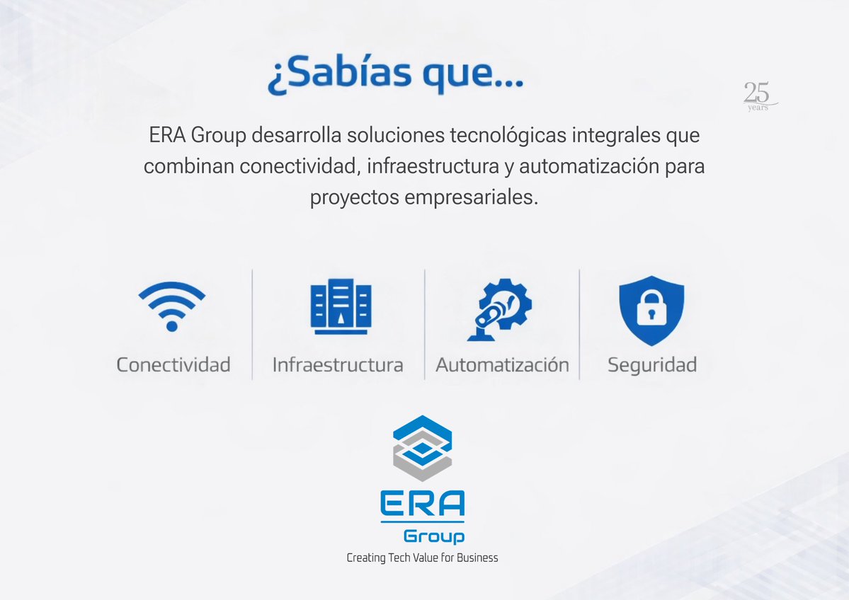 🤝 Los proyectos tecnológicos exitosos no solo dependen de la tecnología, sino de la estrategia, la integración correcta y un equipo alineado con el objetivo completo.

#ERAGroup #TecnologíaEmpresarial #Seguridad #Innovación #Technology #TrustERA #Conectividad #Redes
