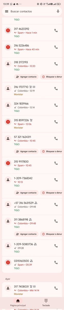 AnderssonDC's tweet photo. 13 llamadas de spam en medio día, esto se está saliendo de control. Lo más preocupante es que no se ve una solución por parte de las entidades. Ahora va tocar  dejar de usar las llamadas como forma de contacto a eso nos están obligando @sicsuper https://t.co/bE6fgR3n0k