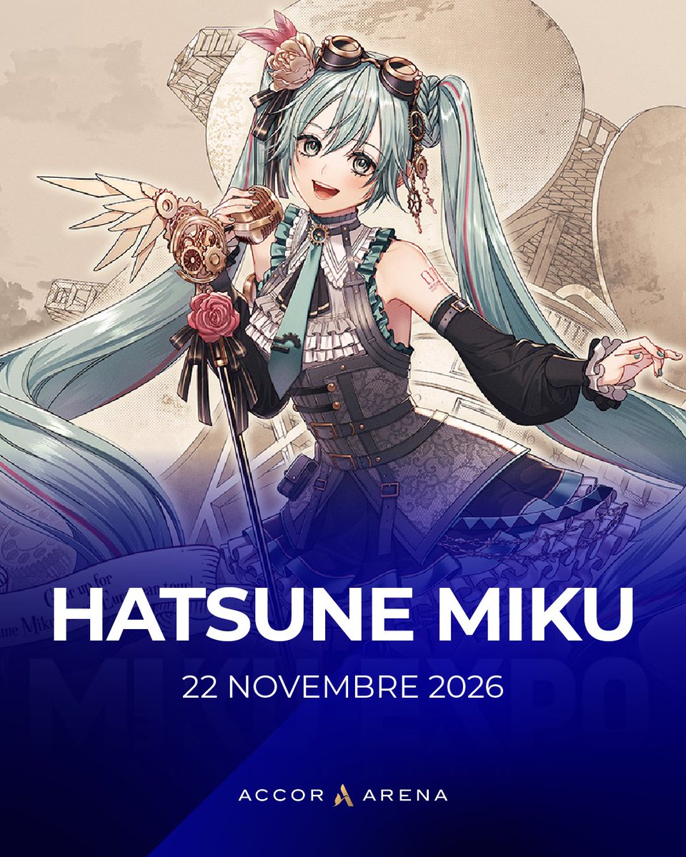 Accor_Arena's tweet photo. HATSUNE MIKU EXPO de retour à Paris après deux ans d’absence ! Assistez au plus grand concert français de la chanteuse virtuelle, Hatsune Miku, le 22 novembre 2026 à l’Accor Arena.

💚 Ouverture de la prévente le 25.02 à 10h : https://t.co/89Rzslp8uI
🎫 Ouverture de la billetterie le 27.02 à 10h