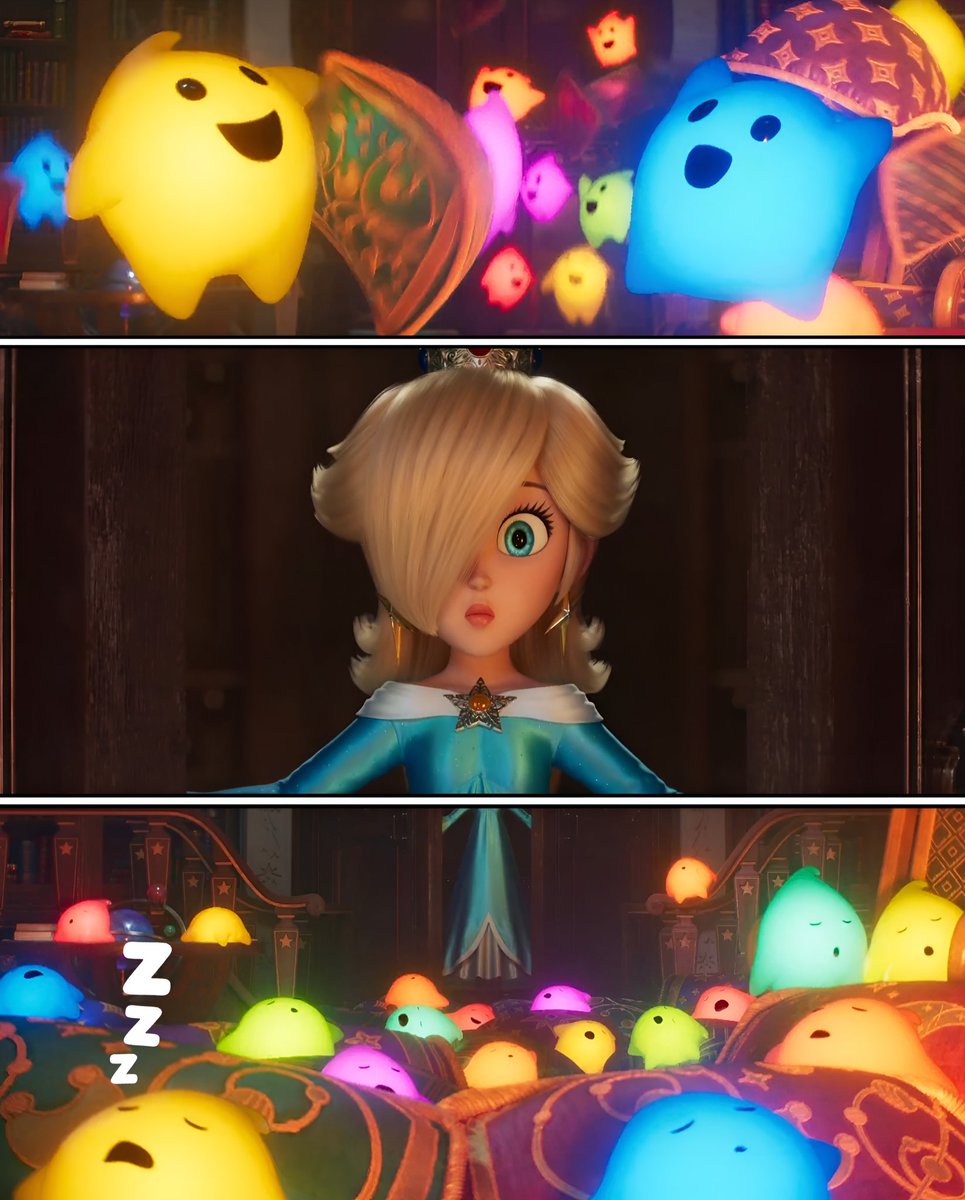 Rosalina y sus bebés en The Super Mario Galaxy Movie