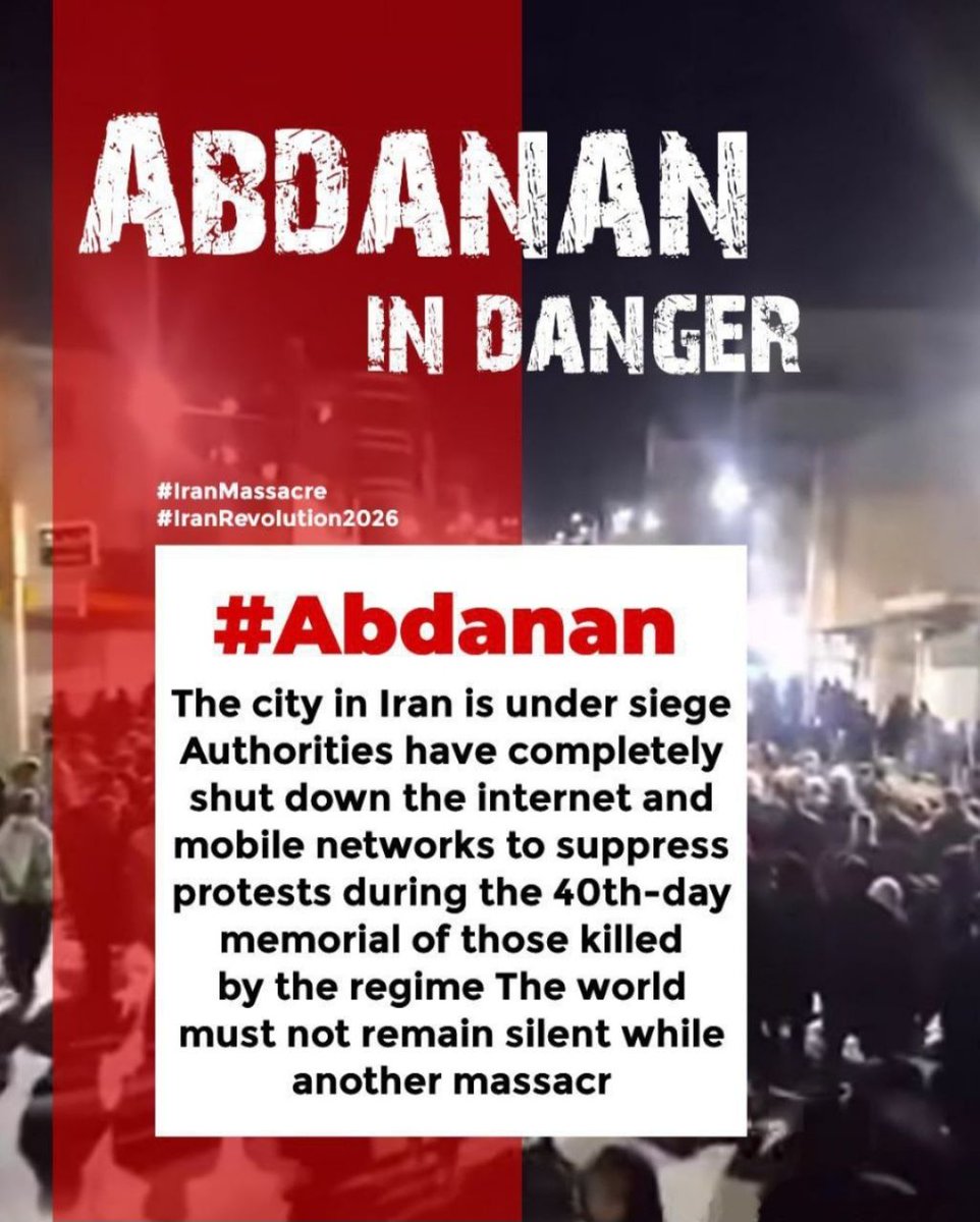 رد میشی ۲ تا منشن بذار

Even days later, civilians in #Abdanan remain detained.
Human rights are being violated.
#IranMassacre #StopExecutionsInIran