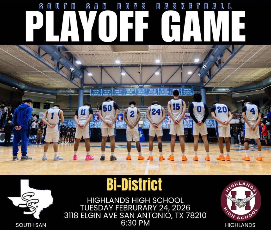 SouthSan_Bball's tweet photo. 1st round matchup is set!
#BobcatHoops #RunAsOne πΎπ
@SSAISDssahs @SsaisdAthletics @rcaudiosports @AlamoCityHoops1 https://t.co/KOmeIhLF5N