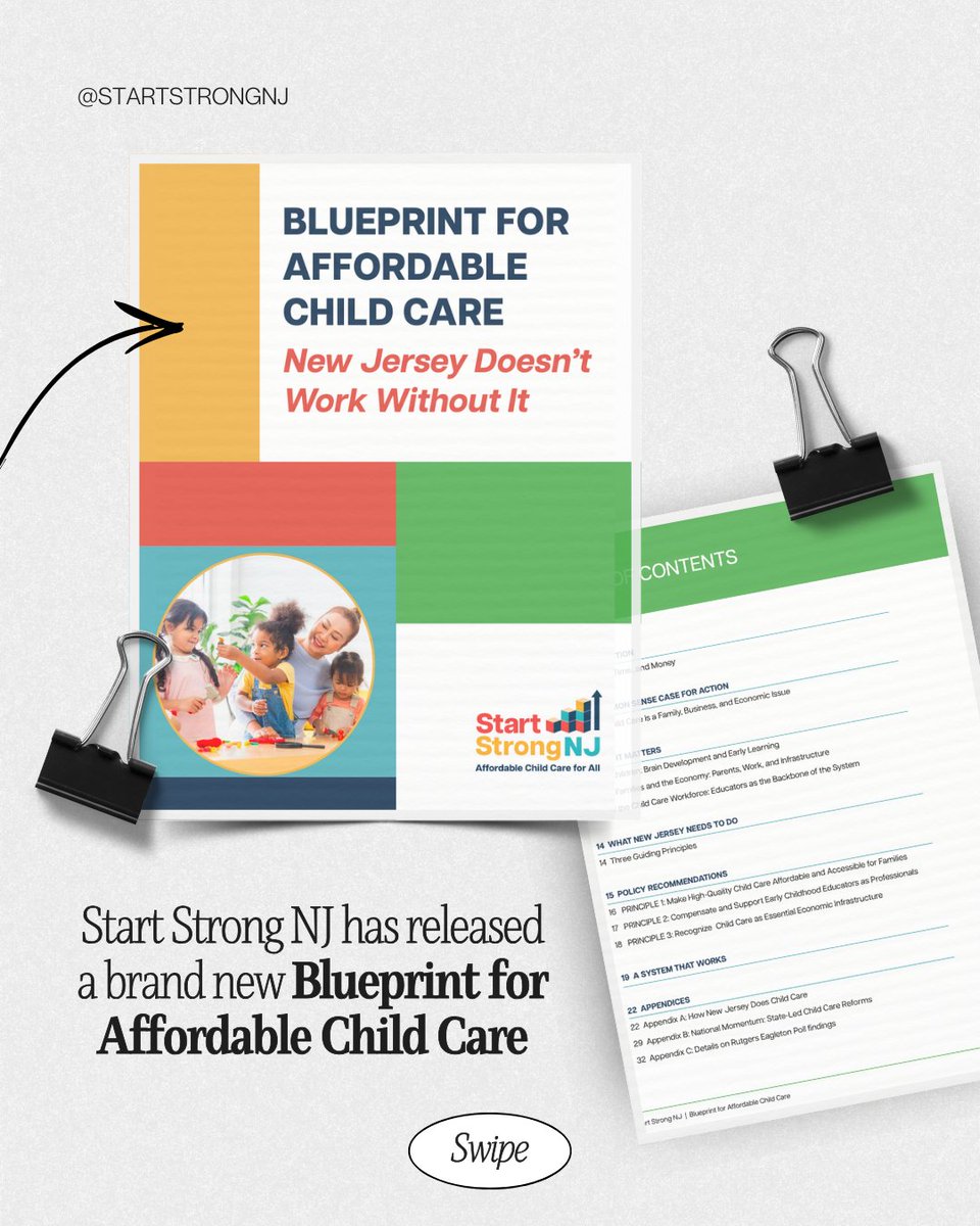 StartStrongNJ's tweet image. Start Strong NJ is proud to share our Blueprint for Affordable Child Care. We look forward to partnering with leaders across sectors to create a New Jersey early learning system positioned not just to endure, but to thrive.

Read more at startstrongnj.org/blueprint 📌