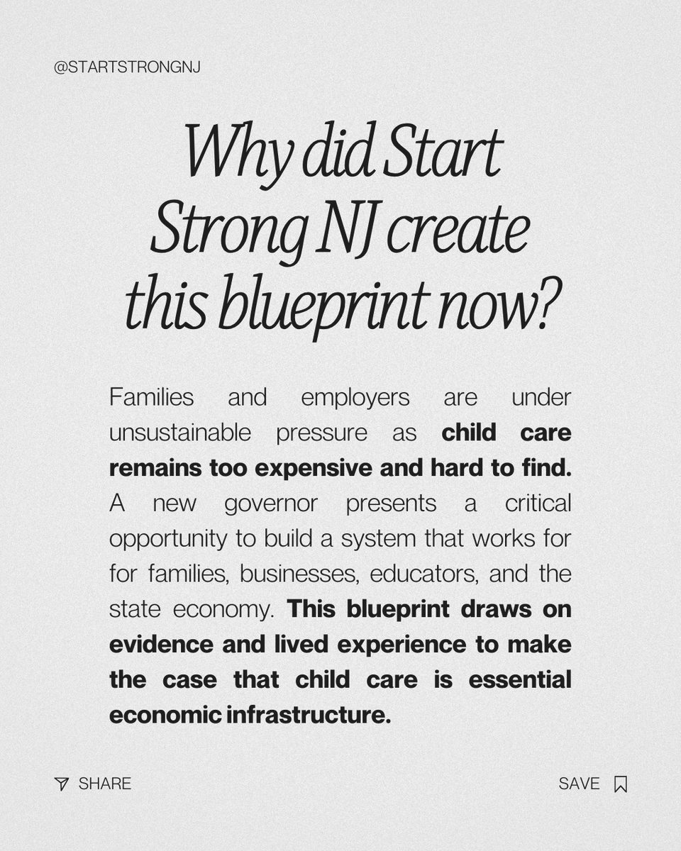 StartStrongNJ's tweet image. Start Strong NJ is proud to share our Blueprint for Affordable Child Care. We look forward to partnering with leaders across sectors to create a New Jersey early learning system positioned not just to endure, but to thrive.

Read more at startstrongnj.org/blueprint 📌