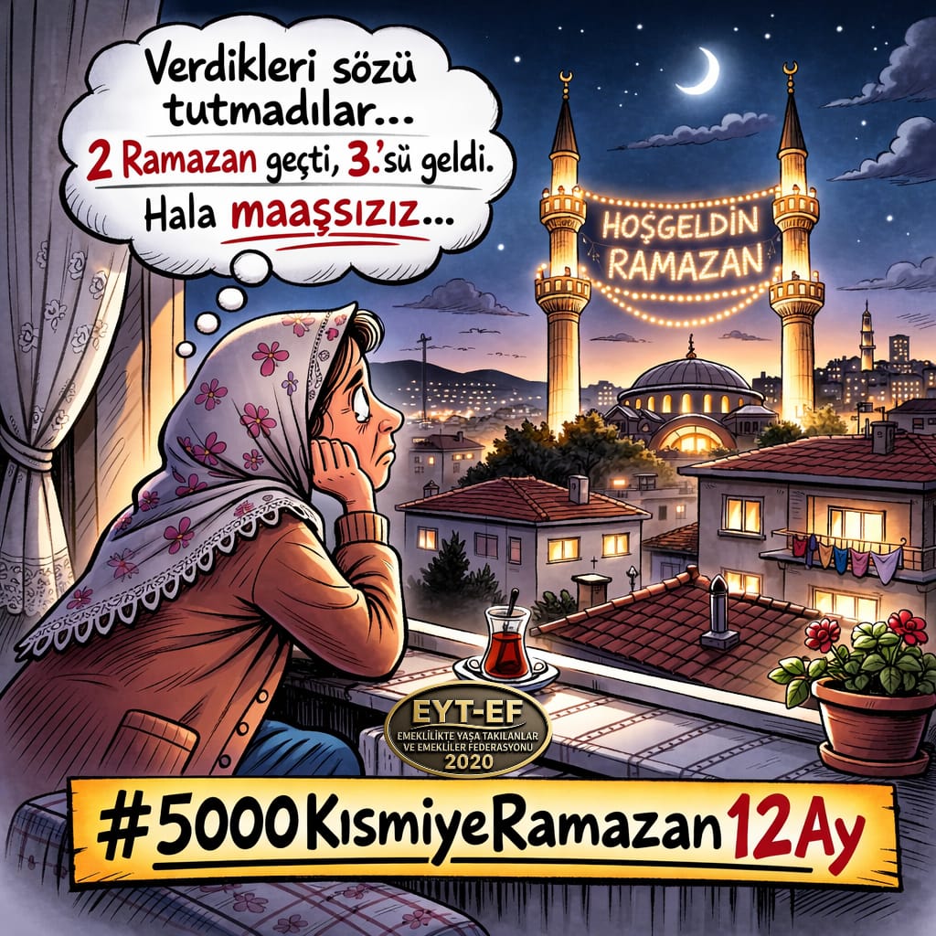 🔴5000 VE KISMİ'YE
🔵RAMAZAN 12 AY ‼️

#Emekliye12AyRamazan
#5000KısmiyeRamazan12Ay
#EmeklilikteYaşaTakılanlar #EYT

🔷️Mübarek Ramazan ayına girerken, milyonlarca insan için bereket, huzur ve dayanışma anlamı taşıyan bu müstesna zaman dilimi; 
🎈5000 ve Kısmi mağdurları için