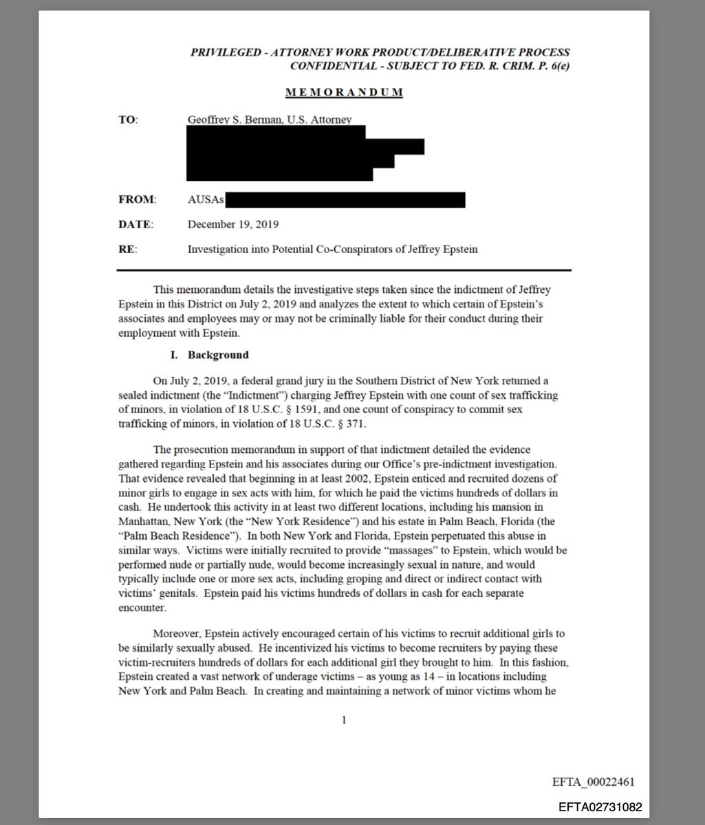 Villgecrazylady's tweet image. Alright friends I watched the Piers Morgan show and endured Michael Tracey’s ridiculous rantings so you don’t have to.

Michael’s latest “gotcha” is an internal memo from the Southern District of New York dated December 19, 2019.

On Piers, Michael claims that this memo