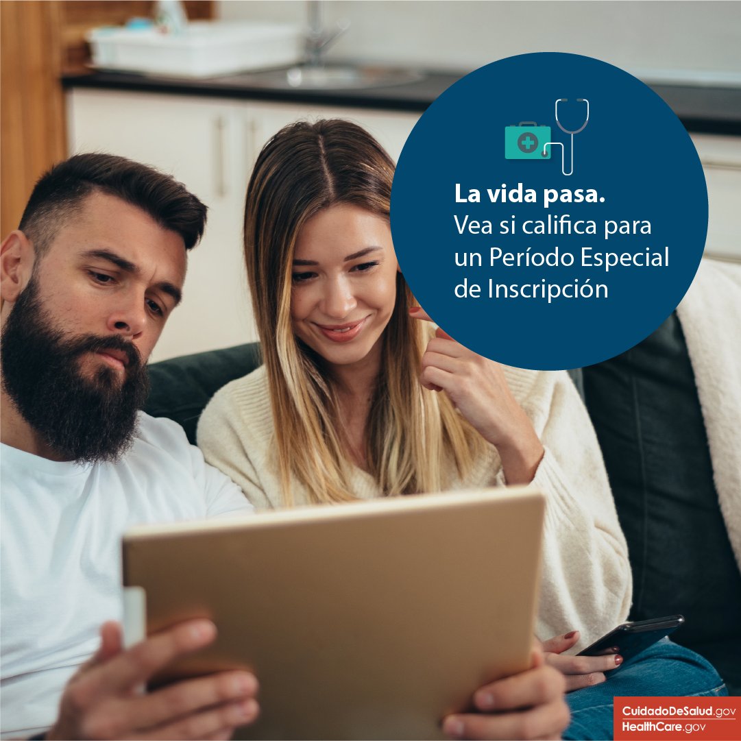Ciertos eventos en su vida, como perder la cobertura, mudarse, casarse y adoptar o tener un hijo, pueden calificarle para un Periodo Especial de Inscripción. Descubra si cumple los requisitos para un SEP ahora:  go.hc.gov/4b1r8JG