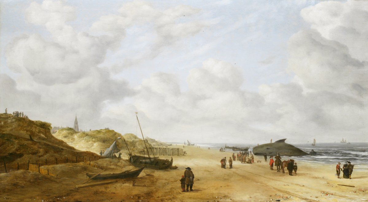 View of Scheveningen Sands  
Hendrick van Anthonissen, ca. 1630  

Restoration work revealed a hidden beached whale previously concealed under layers of paint and varnish.