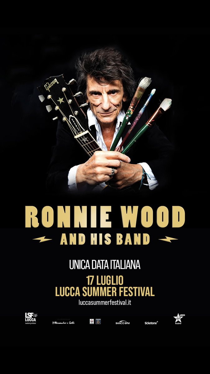 ronniewood's tweet photo. 🎸🇮🇹😍Non vedo l'ora di tornare a Lucca e suonare per voi al @LuccaSummerFest! La mia band e io suoneremo venerdì 17 luglio. I biglietti sono ora in vendita qui: https://t.co/5wbOEcMwTn

🇬🇧🇮🇹I’m so excited to come back to Lucca and play for you at the Lucca Summer Festival! My band and me are playing on Friday 17th July. Tickets are now on sale here: https://t.co/5wbOEcMwTn

@diandgiconcerts