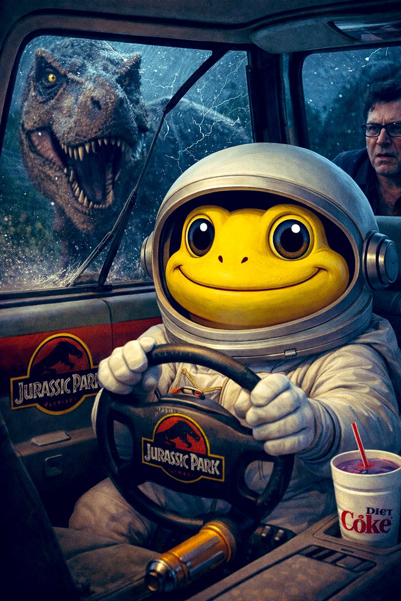 T-Rex outside.
Market crashing.
Steering wheel broken.

$TURBO still chilling. 😌🚀