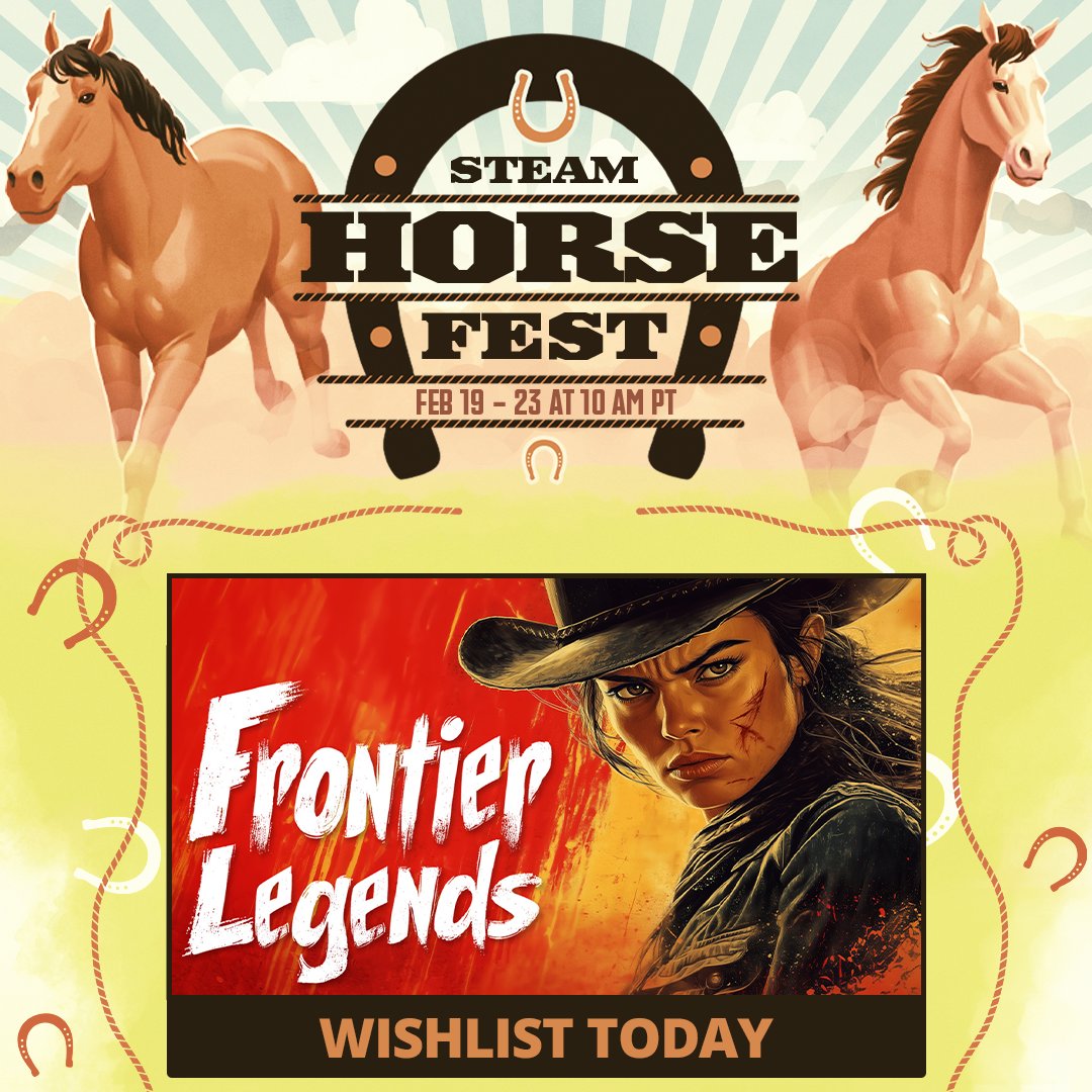 Ready to saddle up? 

Today marks the beginning of Steam Horse Fest!

Check out all of the participating games here:: store.steampowered.com/category/horses
Wishlist Frontier Legends: store.steampowered.com/app/3032150/Fr…