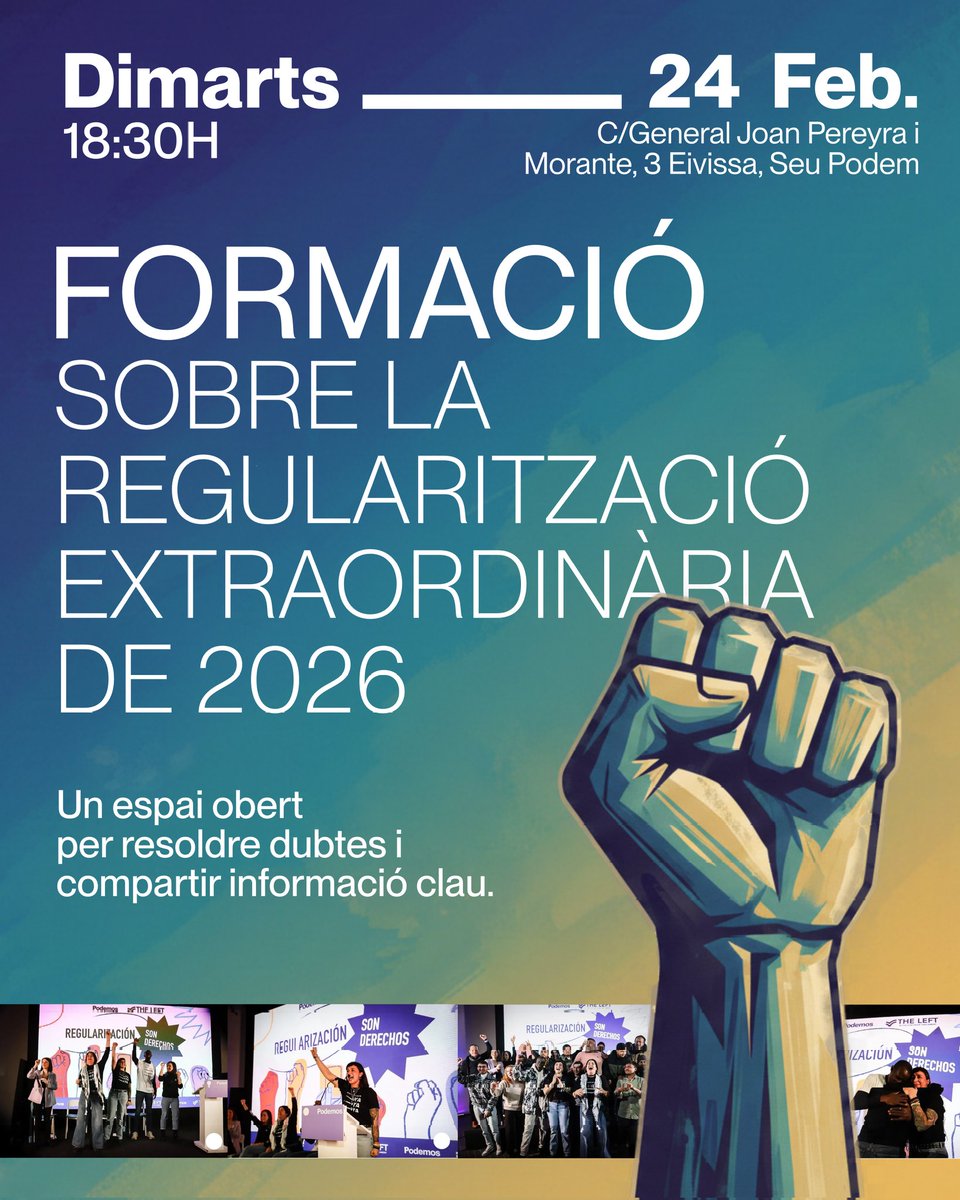 PodemEivissa's tweet photo. Información sobre regularización en la sede de Podemos este martes 24 a las 18.30h.
Difundid a quienes penséis que estén interesados‼️
Compartiu aquest post amb les persones que puguin estar-ne interessades‼️ https://t.co/9sBBugJyN5