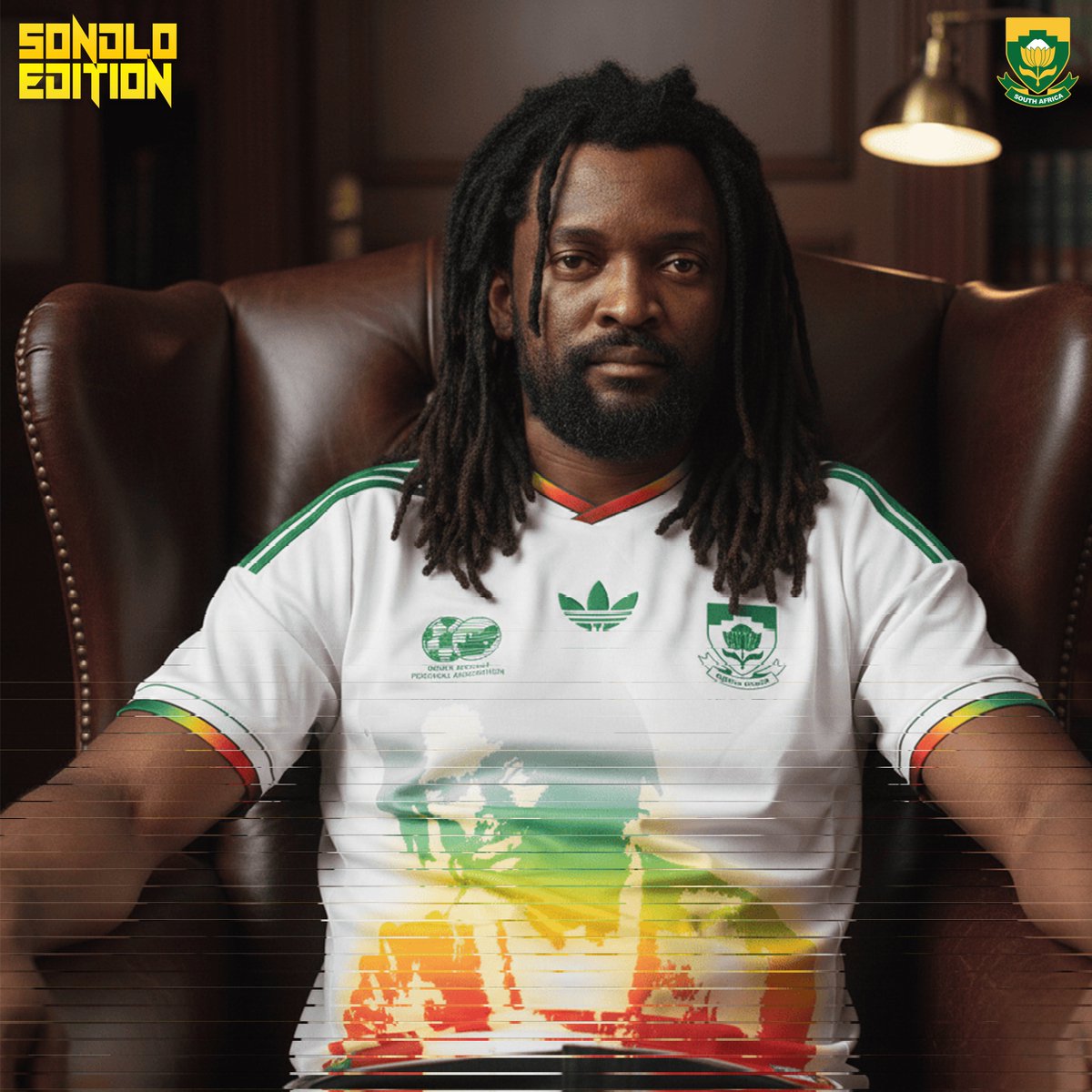 ProSbuda's tweet photo. SONDLO EDITION has revealed the Bafana Bafana Lucky Dube Home &amp; Away Concept Kit, connecting the national team with the enduring legacy of Lucky Dube.

❌️this is the concept design, not for sale!!
Designed by:@sondlo_edition
#Adidas #Mzansi #AdidasZA #YouGotThis #Amakhosi4Life https://t.co/cmzd5KyXe9