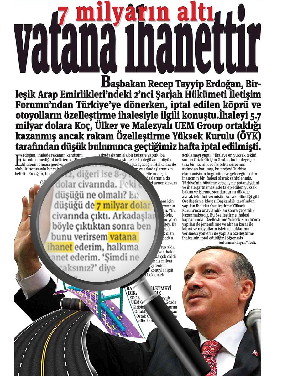 Dün ihanet, bugün peşkeş!

“Köprüleri, 7 milyar dolardan aşağı satmak vatana, halka ihanet olur” diyen Tayyip Erdoğan, bugün 3.5 milyar dolara satıyor. 

Gider ayak ülkenin gelecek 25 yılına ipotek koyuyor.

Sizin vatan sevginiz köprüyü geçene kadar!