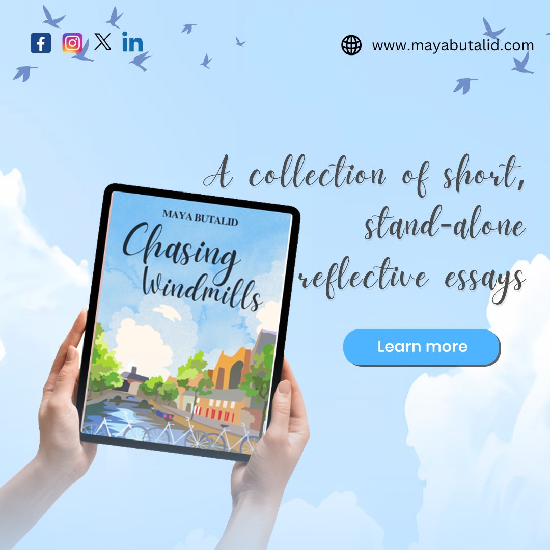 “Chasing Windmills” is composed of short essays that are written like conversations. They’re simple, but readers have attested to their depth and insight.

#EssayCollection #CreativeNonfiction #Literature #ChasingWindmills #MayaButalid